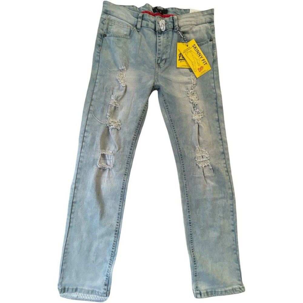 Boy’s Jeans Public Supply Co Skinny Fit Stretch, Ripped Light Blue Size 18